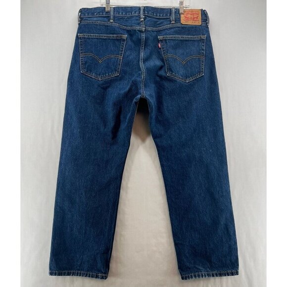 LEVI'S Jeans Mens 40x30 505 Regular Fit Straight Leg Dark Washed Denim Blue - Picture 2 of 10